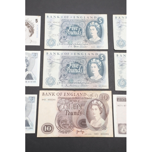 609 - A COLLECTION OF BANK OF ENGLAND BANKNOTES TO INCLUDE TEN POUND NOTES. A collection of banknotes incl... 