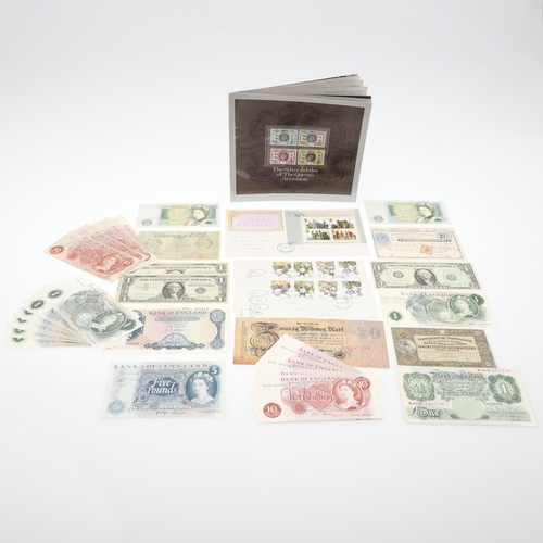 620 - A SMALL COLLECTION OF BANKNOTES TO INCLUDE SEVENTEEN CONSECUTIVE TEN SHILLING NOTES. A collection of... 