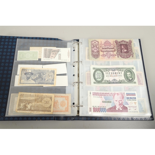 623 - AN ALBUM OF OVER 150 WORLD BANK NOTES TO INCLUDE INDONESIA, IRAQ, CAMBODIA, ISRAEL AND OTHER COUNTRI... 