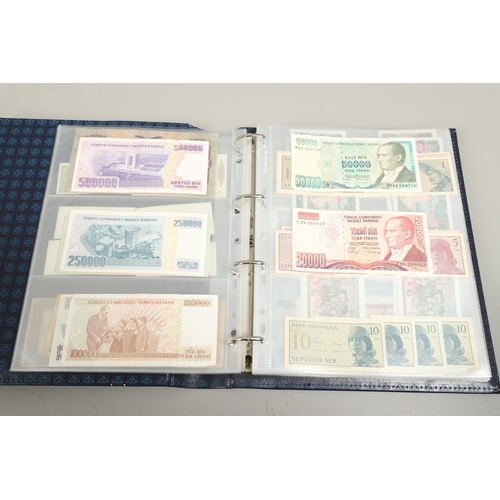 623 - AN ALBUM OF OVER 150 WORLD BANK NOTES TO INCLUDE INDONESIA, IRAQ, CAMBODIA, ISRAEL AND OTHER COUNTRI... 