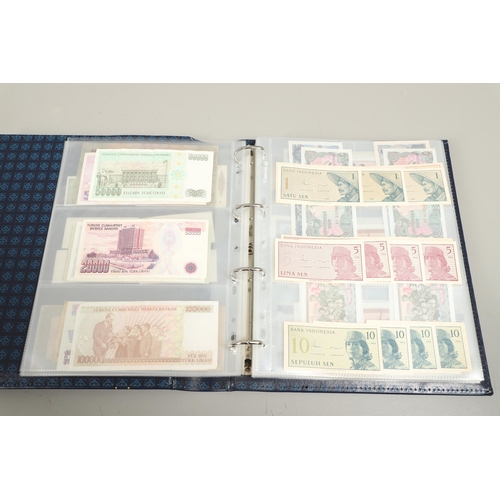 623 - AN ALBUM OF OVER 150 WORLD BANK NOTES TO INCLUDE INDONESIA, IRAQ, CAMBODIA, ISRAEL AND OTHER COUNTRI... 