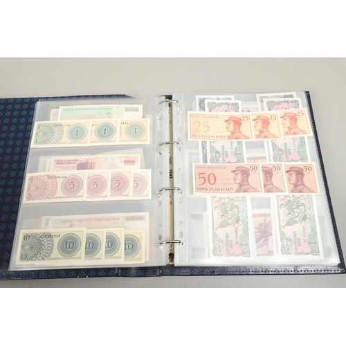 623 - AN ALBUM OF OVER 150 WORLD BANK NOTES TO INCLUDE INDONESIA, IRAQ, CAMBODIA, ISRAEL AND OTHER COUNTRI... 