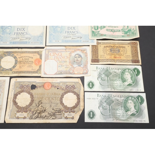 624 - A MIXED COLLECTION OF WORLD BANKNOTES. A collection of World banknotes to include examples from Fran... 