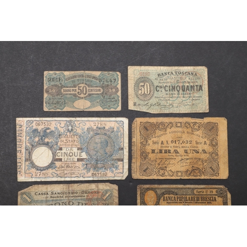 625 - A COLLECTION OF EARLY ITALIAN BANKNOTES. A collection of eight banknotes to include notes from 'Banc... 