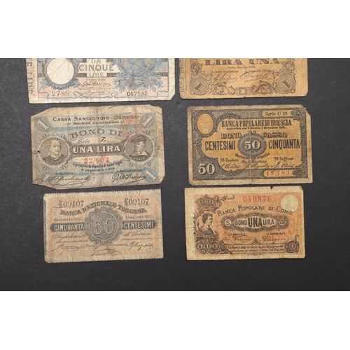 625 - A COLLECTION OF EARLY ITALIAN BANKNOTES. A collection of eight banknotes to include notes from 'Banc... 