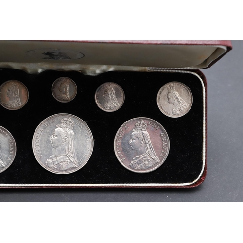 629 - A QUEEN VICTORIA SPECIMEN SILVER COIN SET, 1887. A Queen Victoria eight coin silver specimen set com... 