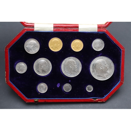 631 - AN EDWARD VII ELEVEN COIN PROOF SET, 1902. An Edward VII eleven coin matt proof set: Sovereign bare ... 