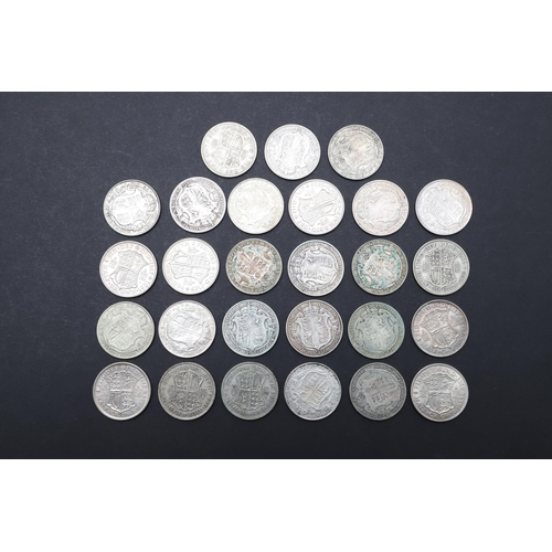 635 - A COMPLETE DATE RUN OF GEORGE V HALFCROWNS, 1911 - 1936. A collection of George V Halfcrowns, bare h... 