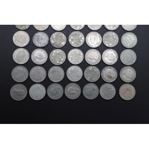 636 - A COMPLETE DATE RUN OF GEORGE VI AND ELIZABETH II PRE-DECIMAL HALFCROWNS, 1937-1967. George VI and l... 