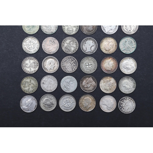 639 - A COLLECTION OF QUEEN VICTORIA AND LATER THREEPENCE PIECES. Threepence for 1874, 1881, 1884, 1887, 1... 