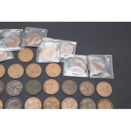 640 - A COLLECTION AND PARTIAL DATE RUN OF PENNIES, 1866 AND LATER. Pennies for: 1866, 1889, 1896 (2), 189... 