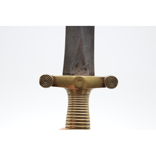 90A - AN 1831 PATTERN FRENCH ARTILLERY SIDE ARM AND SCABBARD. With a 48.5cm pointed, double edged blade st... 