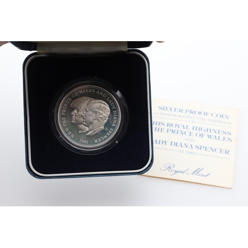 647 - A COLLECTION OF SILVER AND OTHER COMMEMORATIVE CROWNS. A Silver Proof Crown, 1981 celebrating the ma... 