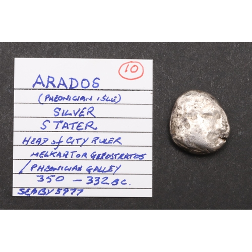 657 - GREEK COINS: ARADOS, SILVER STATER, 350 - 332 BC. Silver Stater. Obverse head of the city ruler, Mel... 