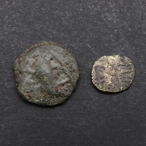 682 - BRITISH IRON AGE COINS: CANTIACI AND KINGS OF CUMBRIA. A Cantii coin, Thurrock near Deal in Kent, ob... 