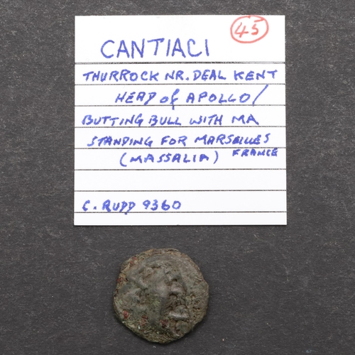 682 - BRITISH IRON AGE COINS: CANTIACI AND KINGS OF CUMBRIA. A Cantii coin, Thurrock near Deal in Kent, ob... 