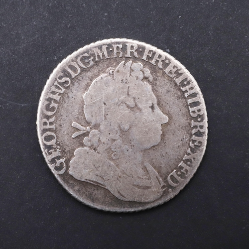 760 - A GEORGE I SHILLING, 1723. George I Shilling, first laureate and draped bust r. reverse with SSC in ... 