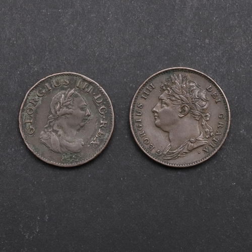 GEORGE III AND GEORGE IV FARTHINGS, 1806 AND 1822. A George III Irish ...