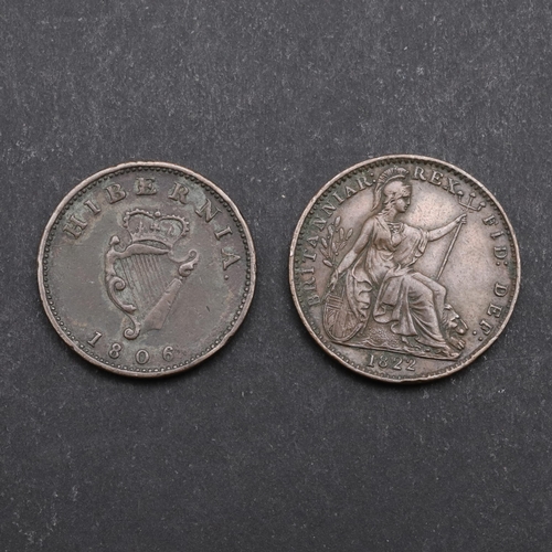 GEORGE III AND GEORGE IV FARTHINGS, 1806 AND 1822. A George III Irish ...