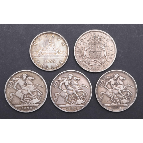 819 - A QUEEN VICTORIA CROWN, 1890 AND FOUR OTHERS SIMILAR. Queen Victoria Crown, Jubilee bust l. Reverse ... 