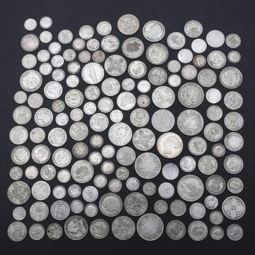 828 - A COLLECTION OF VICTORIAN AND LATER SILVER AND PART SILVER COINAGE. Halfcrowns: 1883, 1895 (2), 1900... 