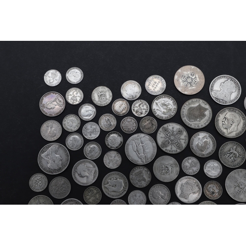 828 - A COLLECTION OF VICTORIAN AND LATER SILVER AND PART SILVER COINAGE. Halfcrowns: 1883, 1895 (2), 1900... 