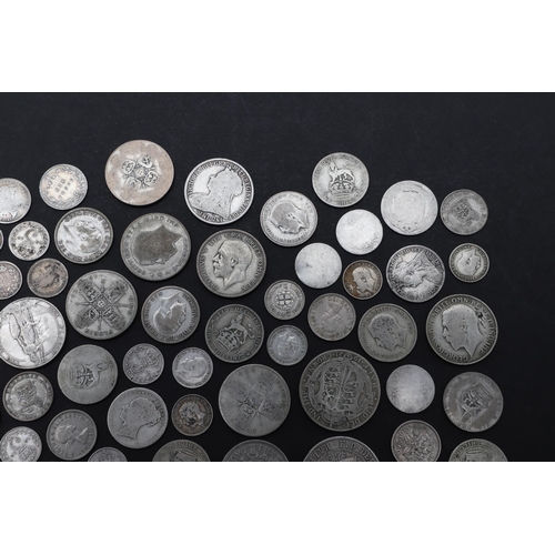 828 - A COLLECTION OF VICTORIAN AND LATER SILVER AND PART SILVER COINAGE. Halfcrowns: 1883, 1895 (2), 1900... 