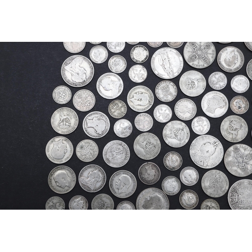 828 - A COLLECTION OF VICTORIAN AND LATER SILVER AND PART SILVER COINAGE. Halfcrowns: 1883, 1895 (2), 1900... 