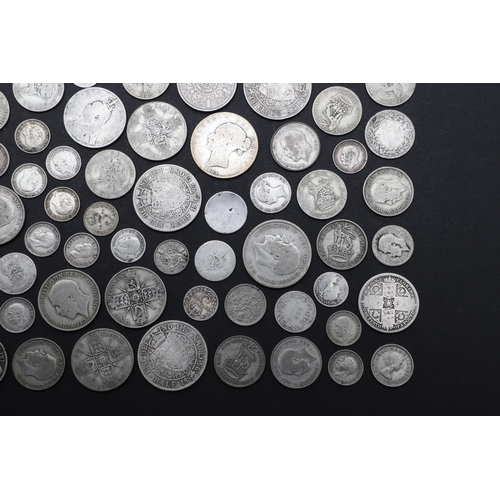 828 - A COLLECTION OF VICTORIAN AND LATER SILVER AND PART SILVER COINAGE. Halfcrowns: 1883, 1895 (2), 1900... 