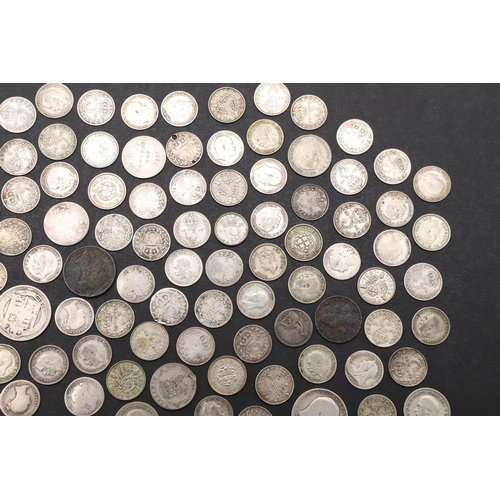 835 - A COLLECTION OF QUEEN VICTORIA AND LATER THREE PENCE AND OTHERS. Queen Victoria and later Threepence... 