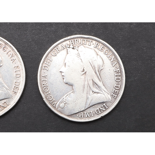 836 - THREE QUEEN VICTORIA CROWNS, 1893, 1894 AND 1898. Queen Victoria Crowns, old veiled bust l. Reverse ... 