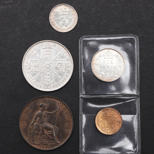 A COLLECTION OF VICTORIAN COINS TO INCLUDE FLORIN, SIXPENCE AND OTHERS ...