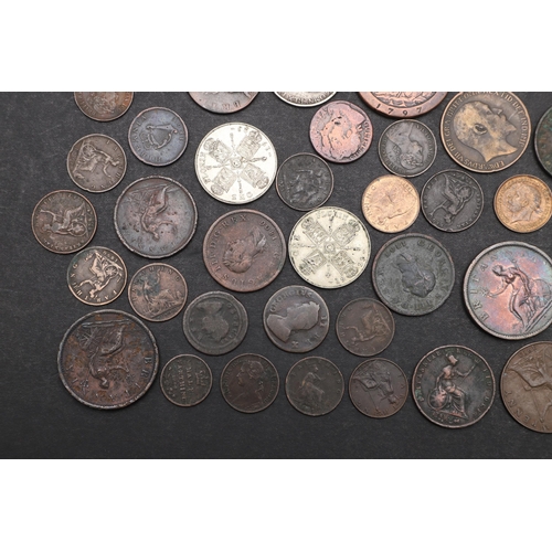 910 - A COLLECTION OF GEORGE III AND LATER COPPER AND OTHER COINS. A collection of George III Pennies, Vic... 