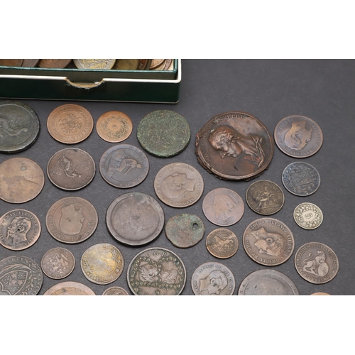 918 - A COLLECTION OF WORLD COINS TO INCLUDE GEORGE III COPPER AND OTHERS. A mixed collection of world coi... 