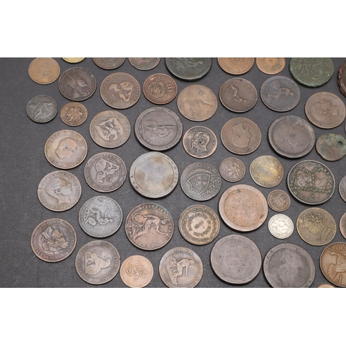 918 - A COLLECTION OF WORLD COINS TO INCLUDE GEORGE III COPPER AND OTHERS. A mixed collection of world coi... 