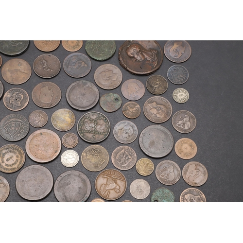 918 - A COLLECTION OF WORLD COINS TO INCLUDE GEORGE III COPPER AND OTHERS. A mixed collection of world coi... 