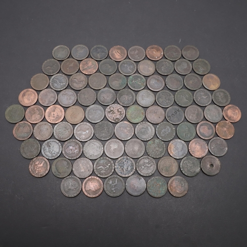 921 - A LARGE COLLECTION OF 'CARTWHEEL' PENNIES. A collection of 86 Cartwheel pennies, some overstamped.