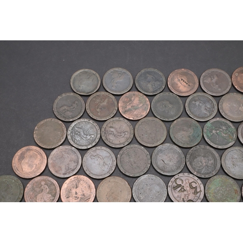 921 - A LARGE COLLECTION OF 'CARTWHEEL' PENNIES. A collection of 86 Cartwheel pennies, some overstamped.