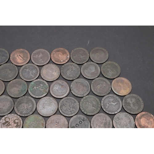 921 - A LARGE COLLECTION OF 'CARTWHEEL' PENNIES. A collection of 86 Cartwheel pennies, some overstamped.