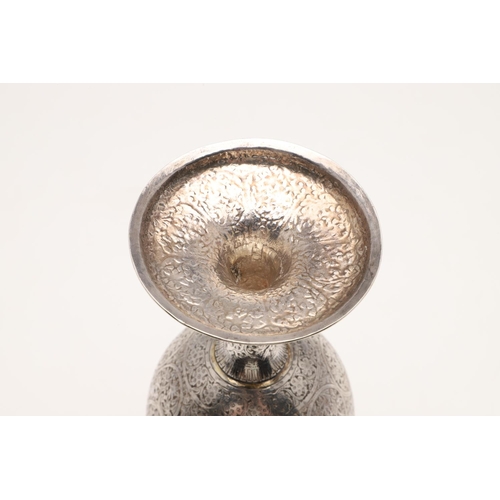 105 - A LATE 19TH/ EARLY 20TH CENTURY INDIAN SILVER GOBLET. of rounded circular form, the whole abundantly... 