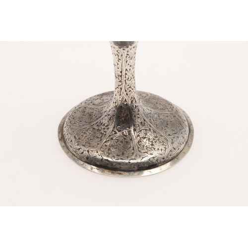 105 - A LATE 19TH/ EARLY 20TH CENTURY INDIAN SILVER GOBLET. of rounded circular form, the whole abundantly... 