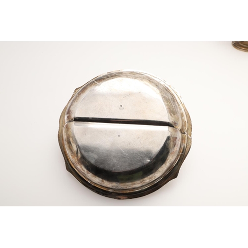 136 - A LATE 19TH/ EARLY 20TH CENTURY FRENCH SILVER DISH. of shaped circular outline, with a gadrooned bor... 