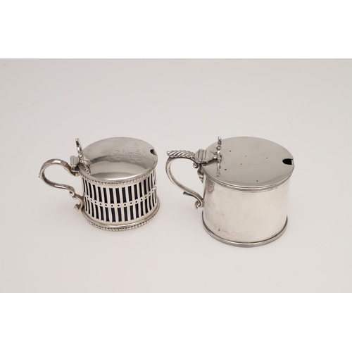 140 - A SET OF FOUR GEORGE III BOAT-SHAPED SILVER SALTS. with twin loop handles, reeded borders, and on a ... 