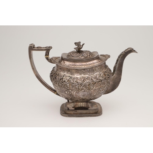 148 - A GEORGE III SILVER COFFEE POT. of a substantial size & gauge, rounded rectangular form, decorated w... 