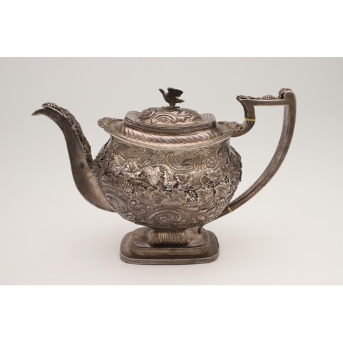 148 - A GEORGE III SILVER COFFEE POT. of a substantial size & gauge, rounded rectangular form, decorated w... 