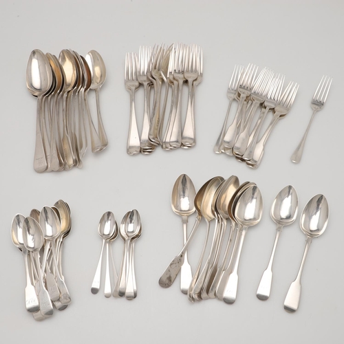 2 - MIXED SILVER FLATWARE. to include 13 tablespoons, 14 table forks, 12 dessert spoons, 12 dessert fork... 