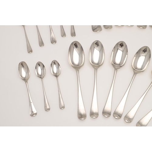 22 - HANOVERIAN PATTERN SILVER FLATWARE. to include a Queen Anne tablespoon, by Isaac Davenport, London 1... 