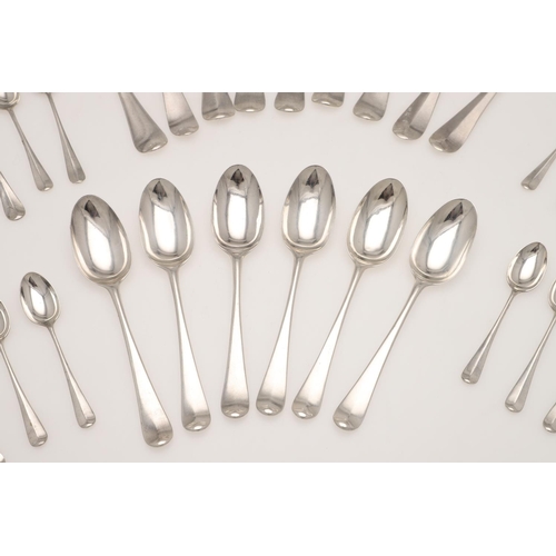 22 - HANOVERIAN PATTERN SILVER FLATWARE. to include a Queen Anne tablespoon, by Isaac Davenport, London 1... 