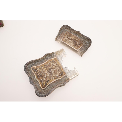 220 - A LATE 19TH/ EARLY 20TH CENTURY CHINESE FILIGREE SILVER CARD CASE. shaped rectangular outline, with ... 