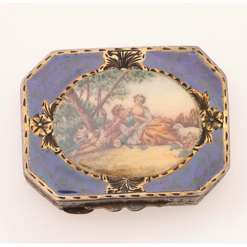 221 - TWO LATE 19TH/ EARLY 20TH CENTURY ITALIAN SILVERGILT & ENAMEL COMPACTS. one shaped oval and the othe... 